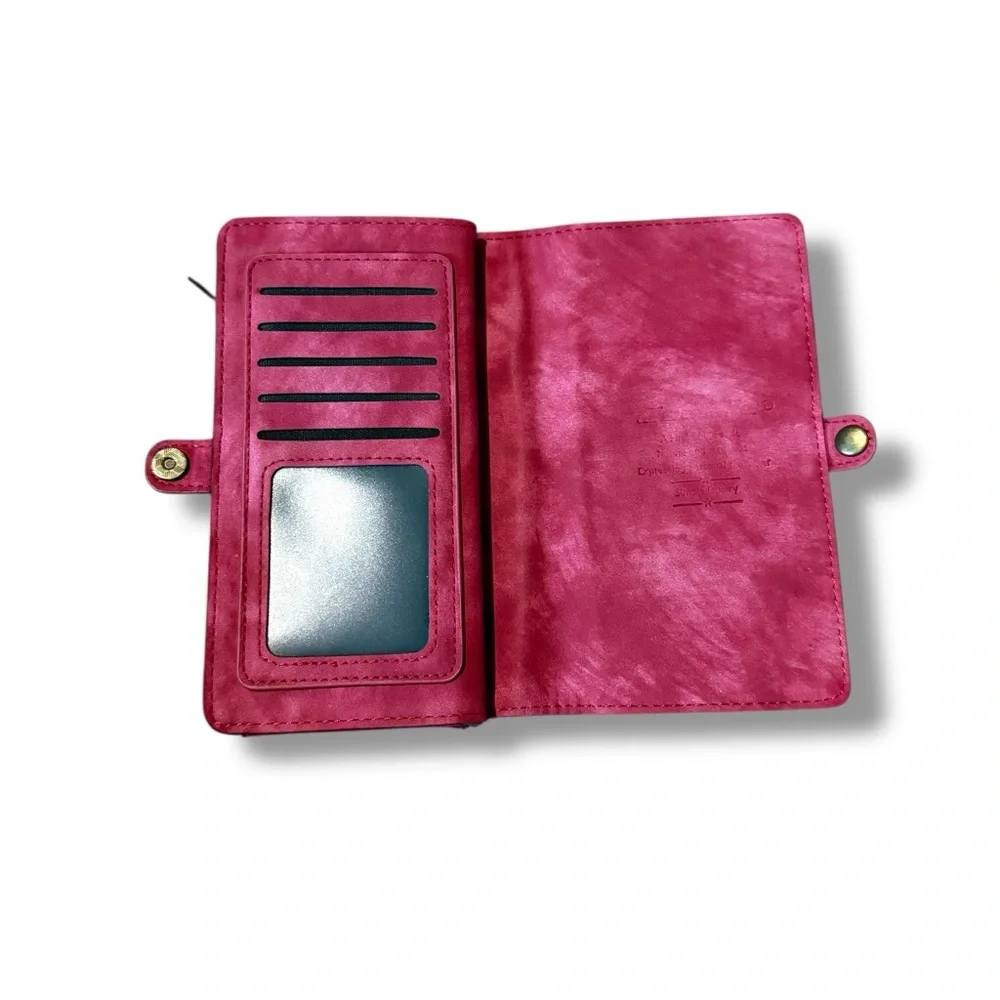 Case Me Wallet Phone Case Pink‎ Faux Leather Multi-Compartment 6.5x4 Magnetic